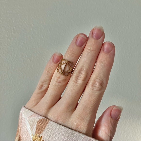 Elements Gold Square Diamond Symbol Open Ring “Venya” Earth Alchemy - Picture 2 of 12